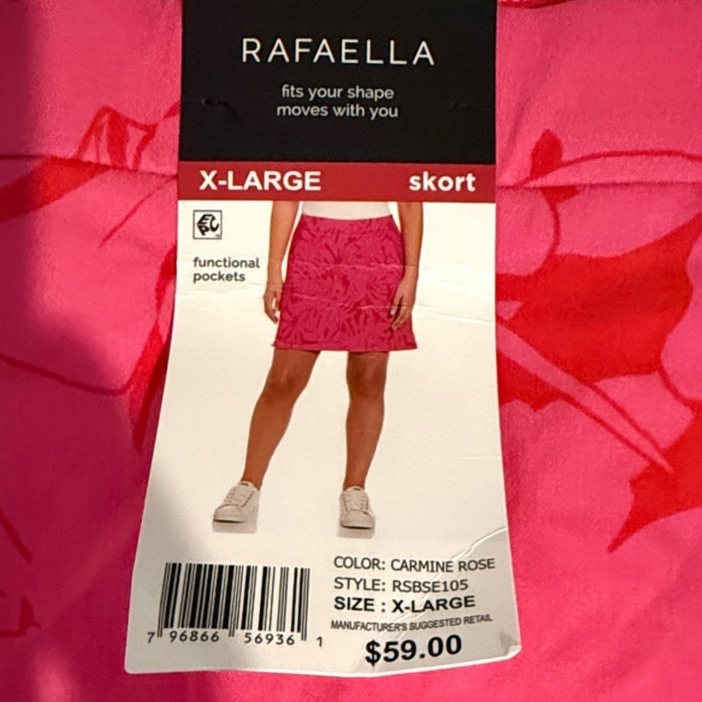 Rafaella Vibrant Pink and Red Leaf Skort - Picture 4 of 7